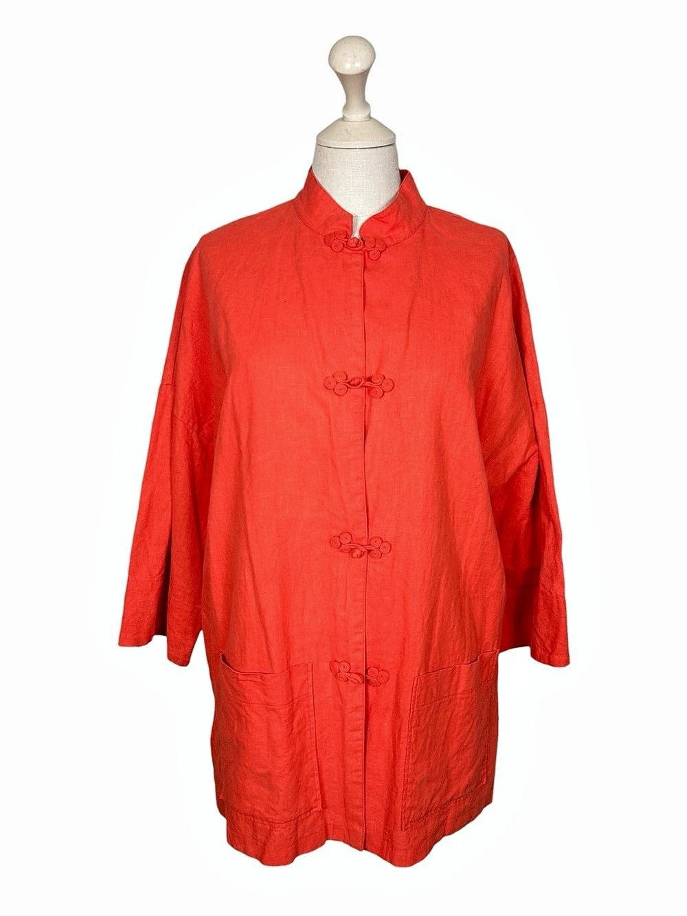 Penthouse Gallery by Catherine Ogust Linen Mandarin Collar Jacket